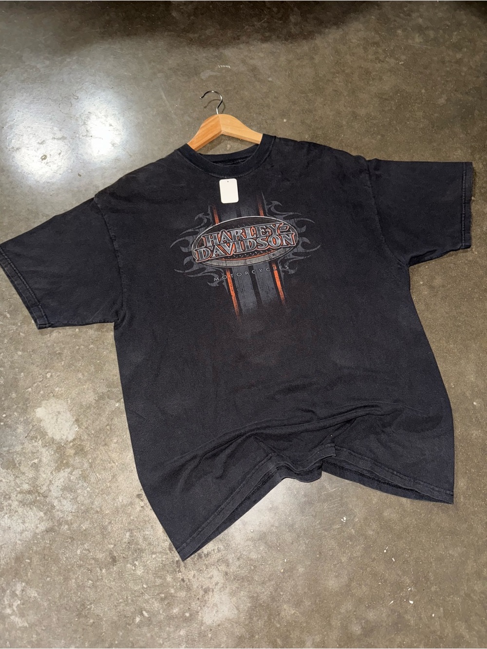 VTG 2000s Harley Davidson Flames Open Road Wisconsin Faded T-shirt